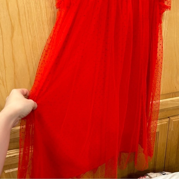Storia Red Ruffled Tulle Dress - Picture 5 of 13